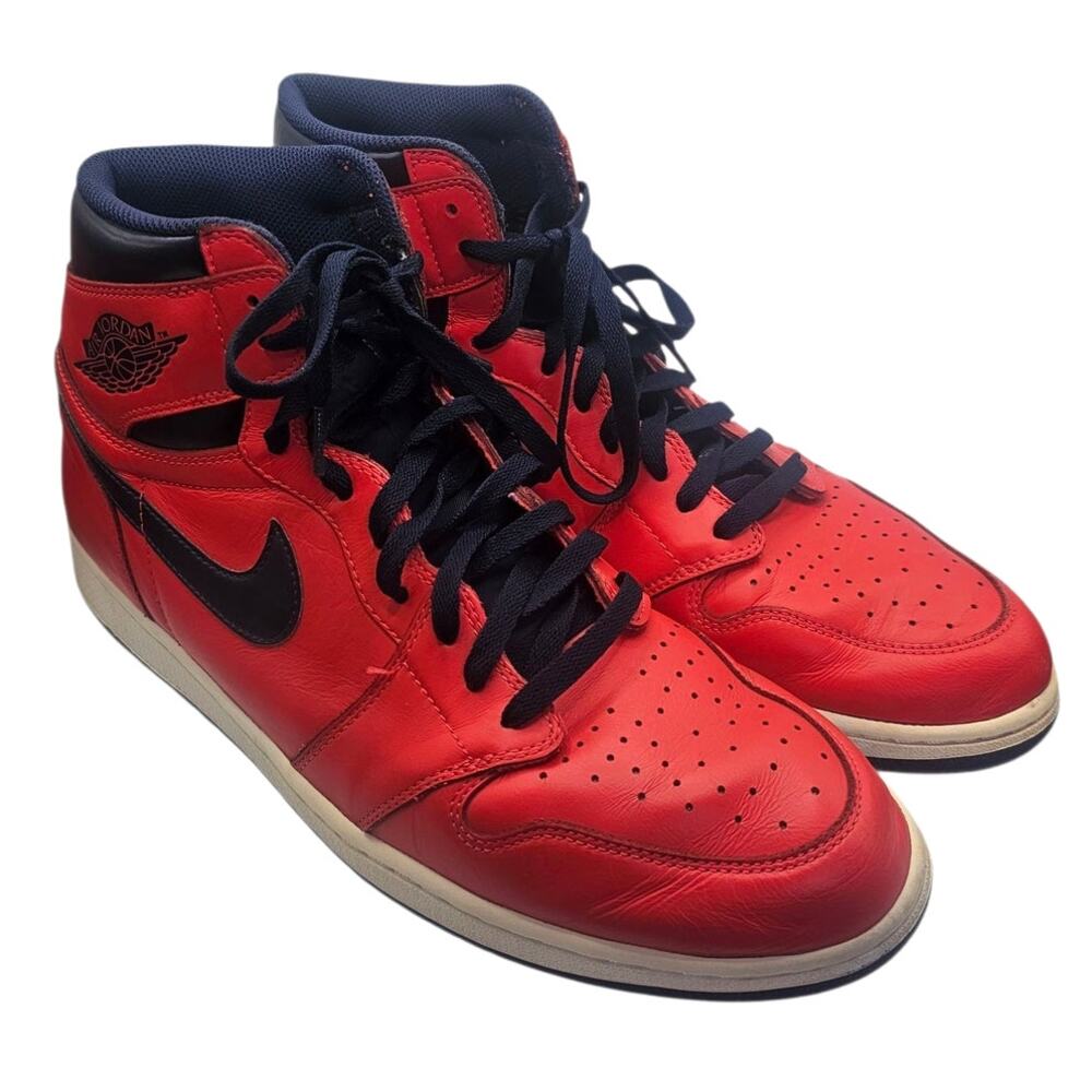 Nike Red & Navy Blue Air Jordan 1 Retro High OG David Letterman Sneaker - Picture 2 of 11